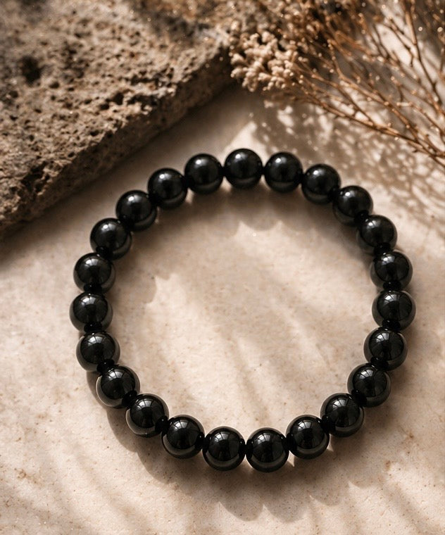 Natural Black Obsidian Crystal Bracelet | AAA Grade 8mm Gemstone Beads | Healing Bracelet for Protection & Grounding | Gift for Women & Men