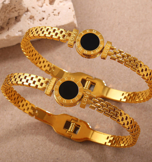 Roman Numeral Stainless Steel Bracelet