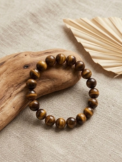 Natural Tiger Eye Crystal Bracelet | AAA Grade 8mm Gemstone Beads | Healing Bracelet for Courage & Strength | Gift for Women & Men