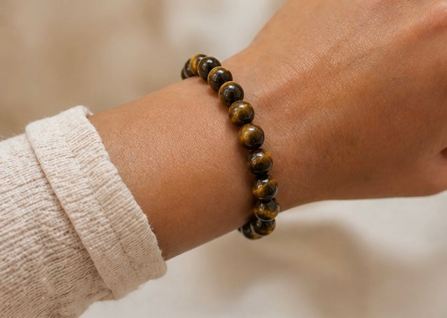 Natural Tiger Eye Crystal Bracelet | AAA Grade 8mm Gemstone Beads | Healing Bracelet for Courage & Strength | Gift for Women & Men