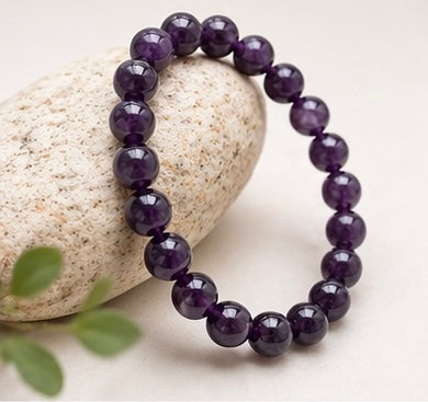 Natural Amethyst Crystal Bracelet | AAA Grade 8mm Gemstone Beads | Healing Bracelet for Calm & Clarity | Gift for Women & Men