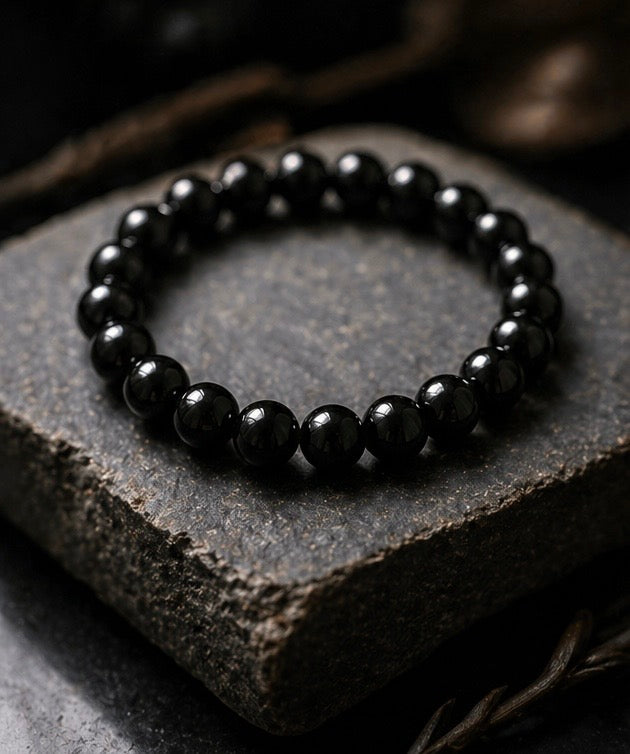 Natural Black Obsidian Crystal Bracelet | AAA Grade 8mm Gemstone Beads | Healing Bracelet for Protection & Grounding | Gift for Women & Men
