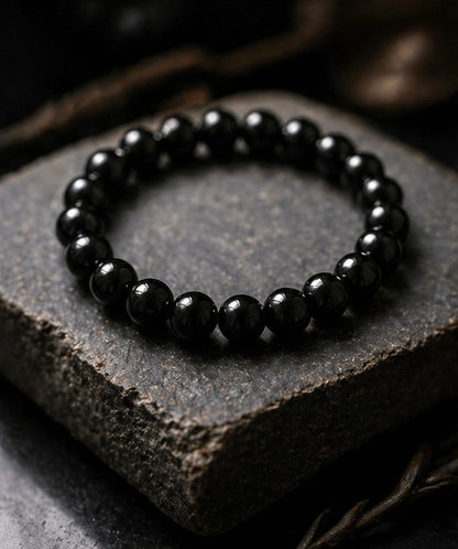 Natural Black Obsidian Crystal Bracelet | AAA Grade 8mm Gemstone Beads | Healing Bracelet for Protection & Grounding | Gift for Women & Men