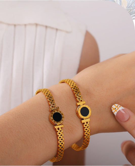 Roman Numeral Stainless Steel Bracelet