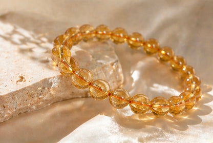 Natural Citrine Crystal Bracelet | AAA Grade 8mm Gemstone Beads | Healing Bracelet for Abundance & Positivity | Gift for Women & Men