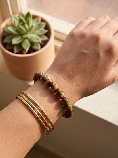Natural Tiger Eye Crystal Bracelet | AAA Grade 8mm Gemstone Beads | Healing Bracelet for Courage & Strength | Gift for Women & Men