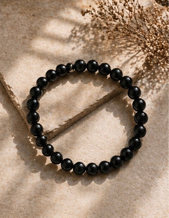 Natural Black Obsidian Crystal Bracelet | AAA Grade 8mm Gemstone Beads | Healing Bracelet for Protection & Grounding | Gift for Women & Men