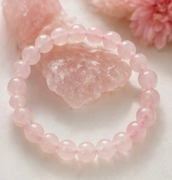 Natural Rose Quartz Crystal Bracelet | AAA Grade 8mm Gemstone Beads | Healing Bracelet for Love & Self-Care | Gift for Women & Men