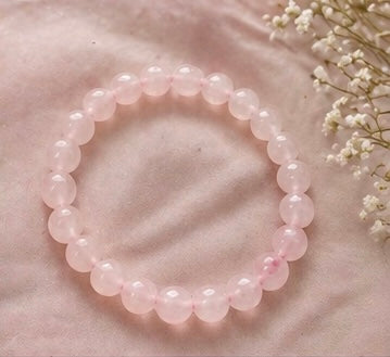 Natural Rose Quartz Crystal Bracelet | AAA Grade 8mm Gemstone Beads | Healing Bracelet for Love & Self-Care | Gift for Women & Men