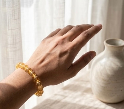 Natural Citrine Crystal Bracelet | AAA Grade 8mm Gemstone Beads | Healing Bracelet for Abundance & Positivity | Gift for Women & Men