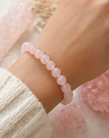 Natural Rose Quartz Crystal Bracelet | AAA Grade 8mm Gemstone Beads | Healing Bracelet for Love & Self-Care | Gift for Women & Men
