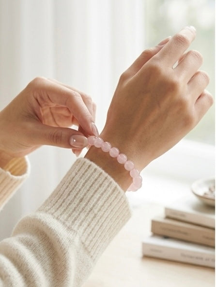 Natural Rose Quartz Crystal Bracelet | AAA Grade 8mm Gemstone Beads | Healing Bracelet for Love & Self-Care | Gift for Women & Men