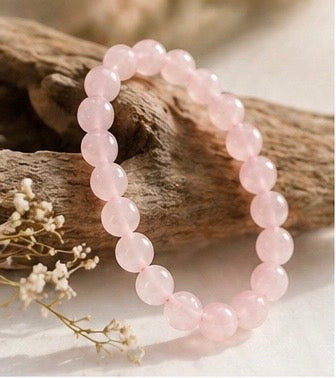 Natural Rose Quartz Crystal Bracelet | AAA Grade 8mm Gemstone Beads | Healing Bracelet for Love & Self-Care | Gift for Women & Men