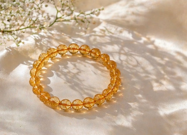 Natural Citrine Crystal Bracelet | AAA Grade 8mm Gemstone Beads | Healing Bracelet for Abundance & Positivity | Gift for Women & Men