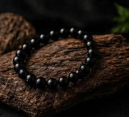 Natural Black Obsidian Crystal Bracelet | AAA Grade 8mm Gemstone Beads | Healing Bracelet for Protection & Grounding | Gift for Women & Men