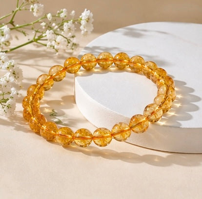 Natural Citrine Crystal Bracelet | AAA Grade 8mm Gemstone Beads | Healing Bracelet for Abundance & Positivity | Gift for Women & Men