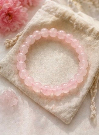 Natural Rose Quartz Crystal Bracelet | AAA Grade 8mm Gemstone Beads | Healing Bracelet for Love & Self-Care | Gift for Women & Men