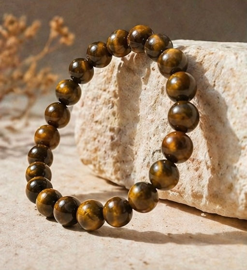 Natural Tiger Eye Crystal Bracelet | AAA Grade 8mm Gemstone Beads | Healing Bracelet for Courage & Strength | Gift for Women & Men