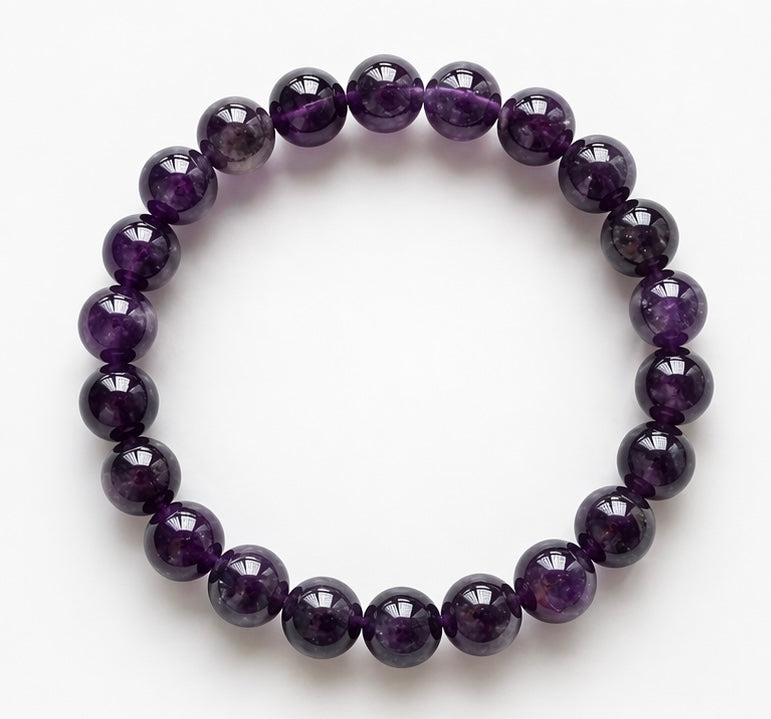 Natural Amethyst Crystal Bracelet | AAA Grade 8mm Gemstone Beads | Healing Bracelet for Calm & Clarity | Gift for Women & Men