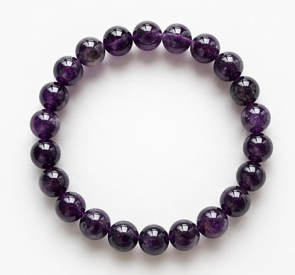 Natural Amethyst Crystal Bracelet | AAA Grade 8mm Gemstone Beads | Healing Bracelet for Calm & Clarity | Gift for Women & Men