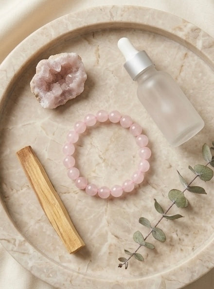 Natural Rose Quartz Crystal Bracelet | AAA Grade 8mm Gemstone Beads | Healing Bracelet for Love & Self-Care | Gift for Women & Men