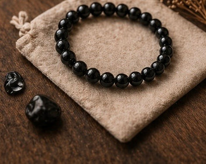 Natural Black Obsidian Crystal Bracelet | AAA Grade 8mm Gemstone Beads | Healing Bracelet for Protection & Grounding | Gift for Women & Men