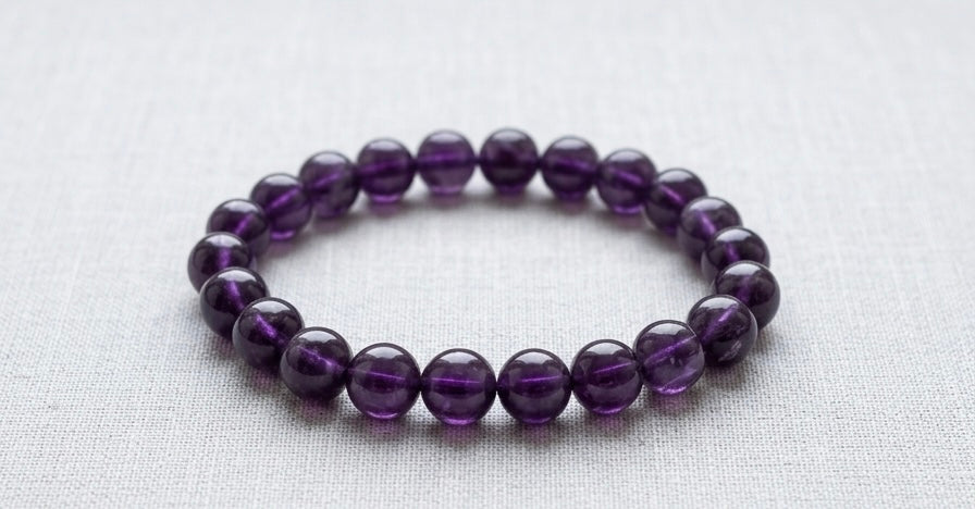 Natural Amethyst Crystal Bracelet | AAA Grade 8mm Gemstone Beads | Healing Bracelet for Calm & Clarity | Gift for Women & Men