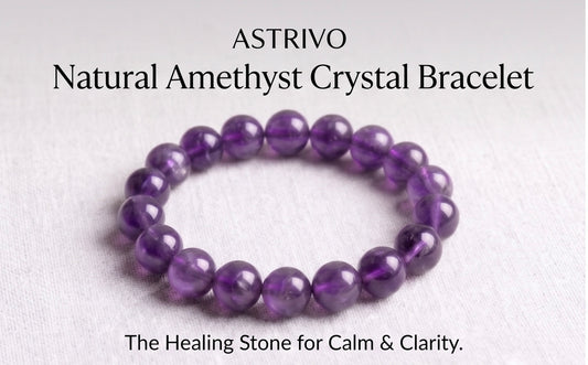 Astrivo Natural Amethyst Crystal Bracelet – Healing Stone for Calm & Clarity