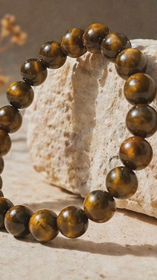Natural Tiger Eye Crystal Bracelet | AAA Grade 8mm Gemstone Beads | Healing Bracelet for Courage & Strength | Gift for Women & Men