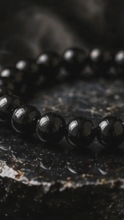 Natural Black Obsidian Crystal Bracelet | AAA Grade 8mm Gemstone Beads | Healing Bracelet for Protection & Grounding | Gift for Women & Men
