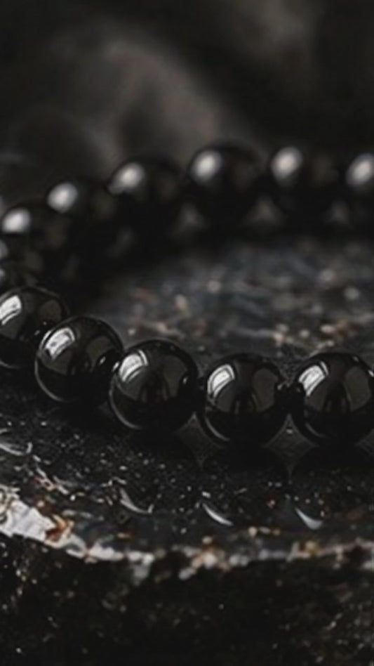 Natural Black Obsidian Crystal Bracelet | AAA Grade 8mm Gemstone Beads | Healing Bracelet for Protection & Grounding | Gift for Women & Men