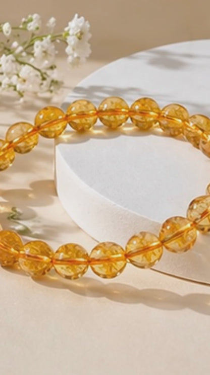 Natural Citrine Crystal Bracelet | AAA Grade 8mm Gemstone Beads | Healing Bracelet for Abundance & Positivity | Gift for Women & Men