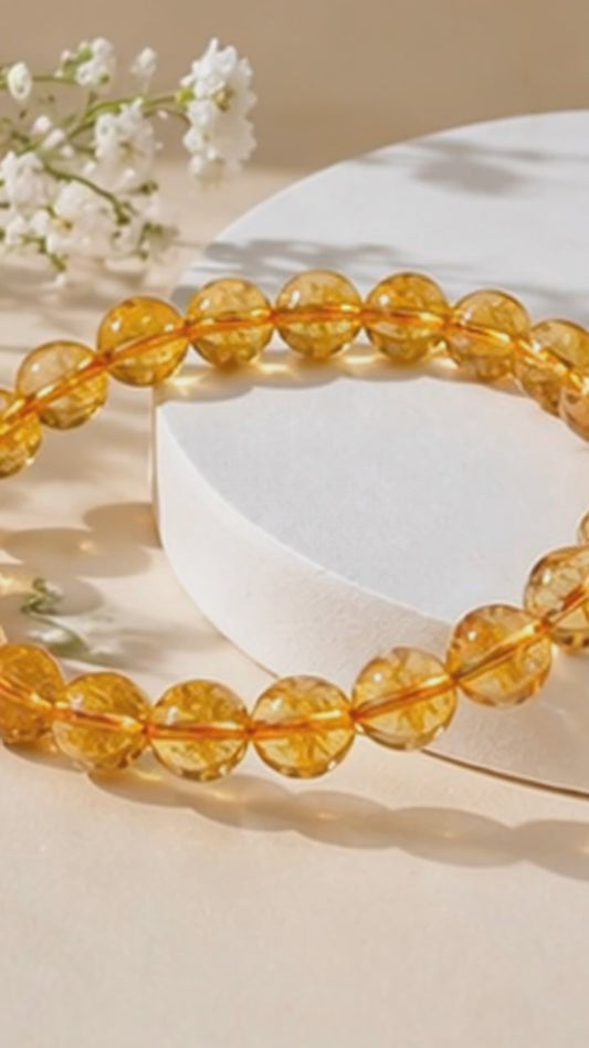 Natural Citrine Crystal Bracelet | AAA Grade 8mm Gemstone Beads | Healing Bracelet for Abundance & Positivity | Gift for Women & Men