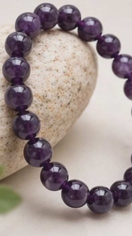 Natural Amethyst Crystal Bracelet | AAA Grade 8mm Gemstone Beads | Healing Bracelet for Calm & Clarity | Gift for Women & Men