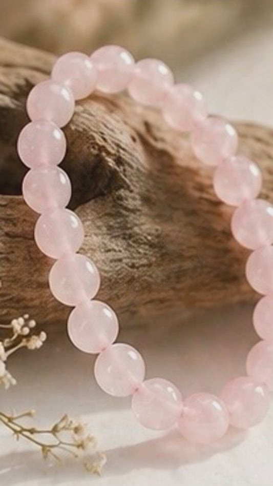 Natural Rose Quartz Crystal Bracelet | AAA Grade 8mm Gemstone Beads | Healing Bracelet for Love & Self-Care | Gift for Women & Men